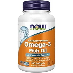 NOW Foods Molecularly Distilled Omega-3 Fish Oil - 90,100,180 AND 200 SOFTGELS