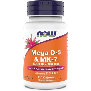 NOW Foods Mega D-3 & MK-7 5000 IU / 180 mcg