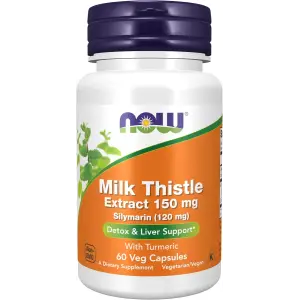 NOW Foods Milk Thistle Extract 150mg with Turmeric - 60 Veg Capsules