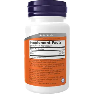 NOW Foods Double Strength L-Theanine 200mg with Inositol - 60 Veg Capsules