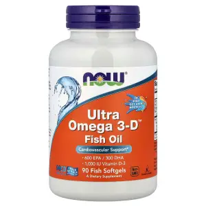 NOW Foods Ultra Omega 3-D Fish Oil 600 EPA / 300 DHA + Vitamin D3 - 90 Fish Softgels