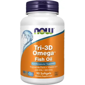 NOW Foods Tri-3D Omega Fish Oil + Vitamin D3 - 90 Softgels