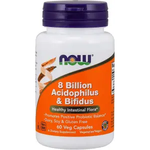 NOW Foods 8 Billion Acidophilus & Bifidus Probiotic - 60 Veg Capsules