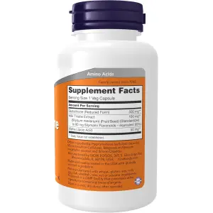 NOW Foods Glutathione 500mg with Milk Thistle & Alpha Lipoic Acid - 60 Veg Capsules