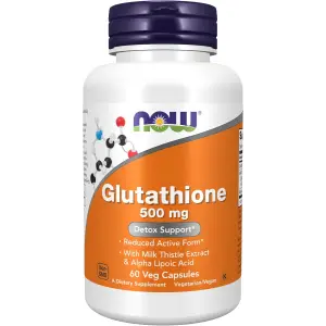 NOW Foods Glutathione 500mg with Milk Thistle & Alpha Lipoic Acid - 60 Veg Capsules