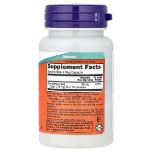 NOW Foods Zinc Picolinate 50mg - 30 Veg Capsules